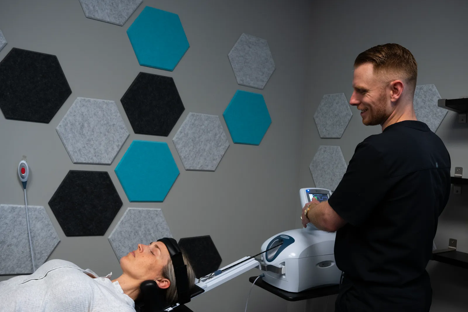 Non-surgical spinal decompression session at SpineCo in Downers Grove, IL