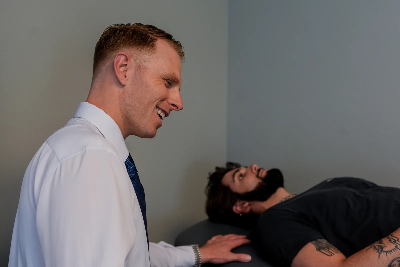 Dr. Ryan Bielecki providing personalized wellness care at SpineCo in Downers Grove, IL